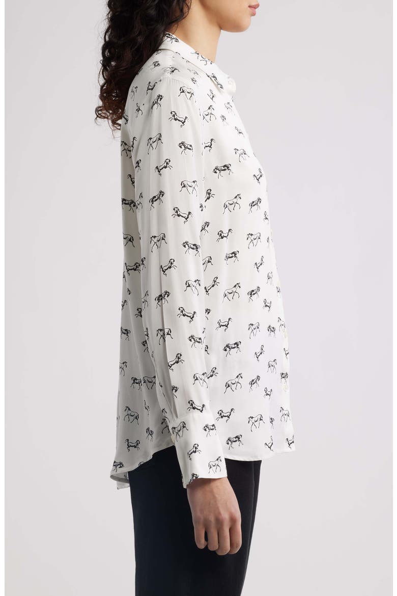 Saige Horse Print Button-Up Shirt, Alternate, color, IVORY WILD HORSES