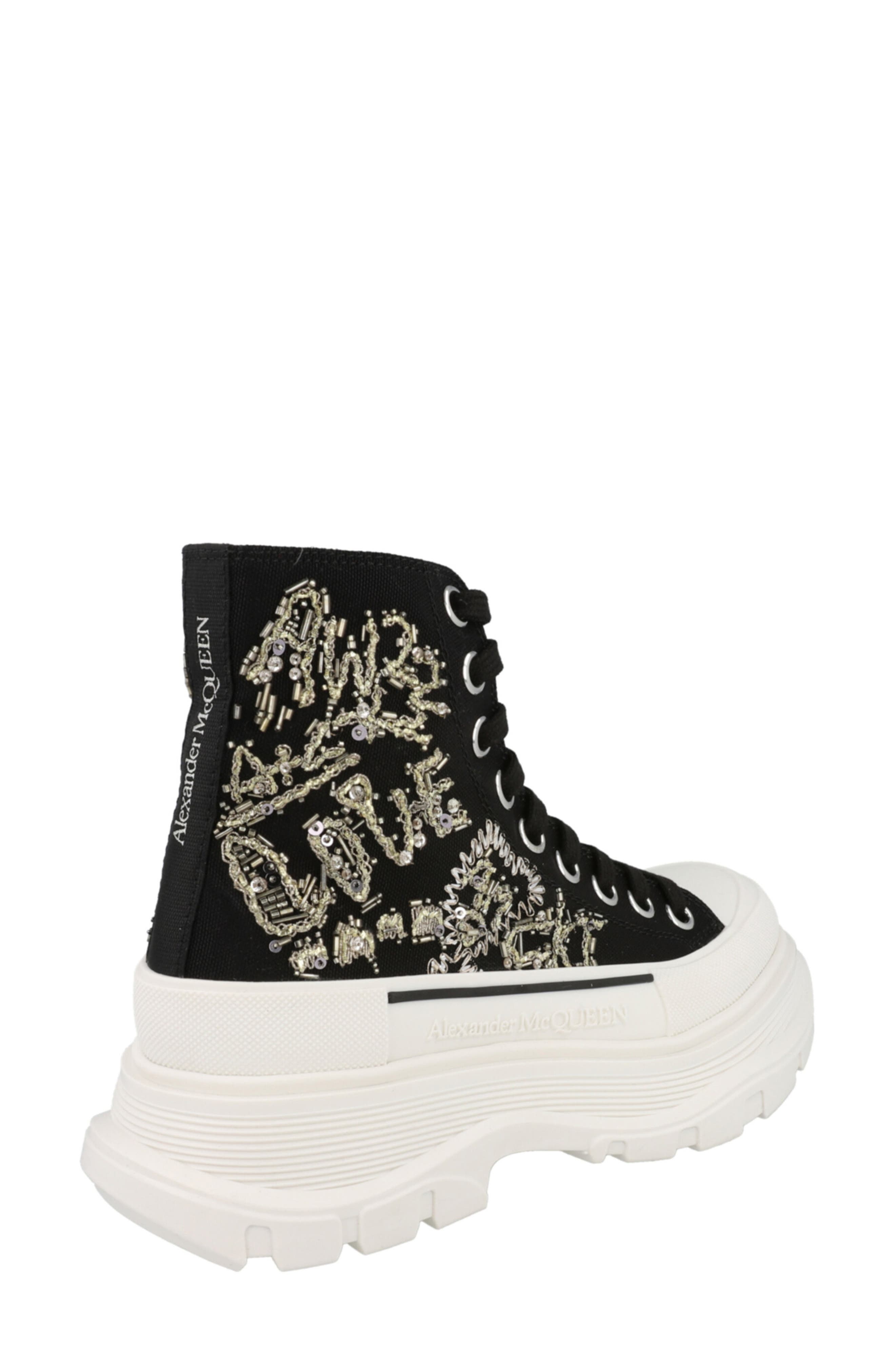 McQueen Crystal Embellished High Top Sneaker, Alternate, color, 