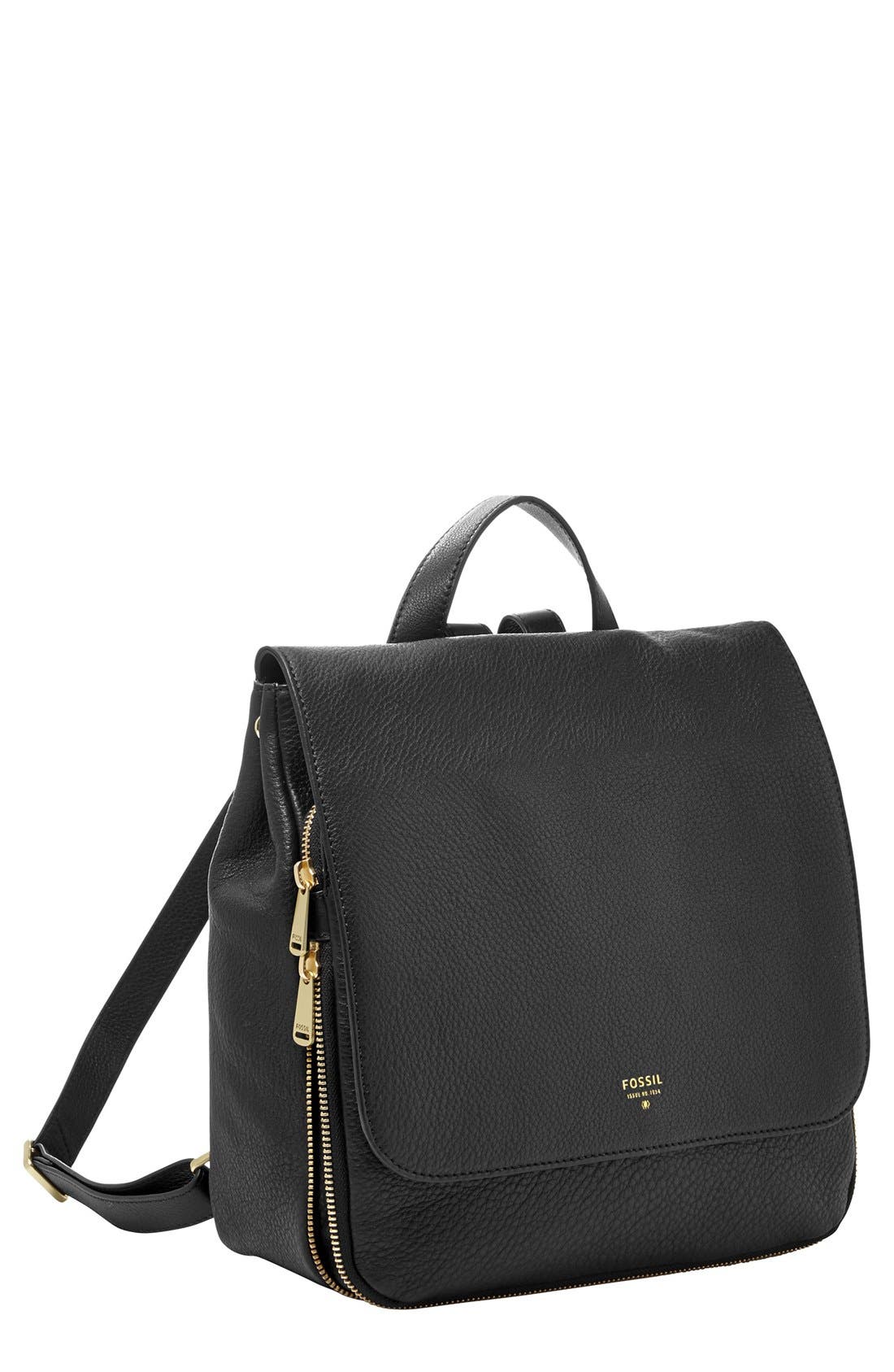 'Preston' Leather Backpack, Alternate, color, BLACK