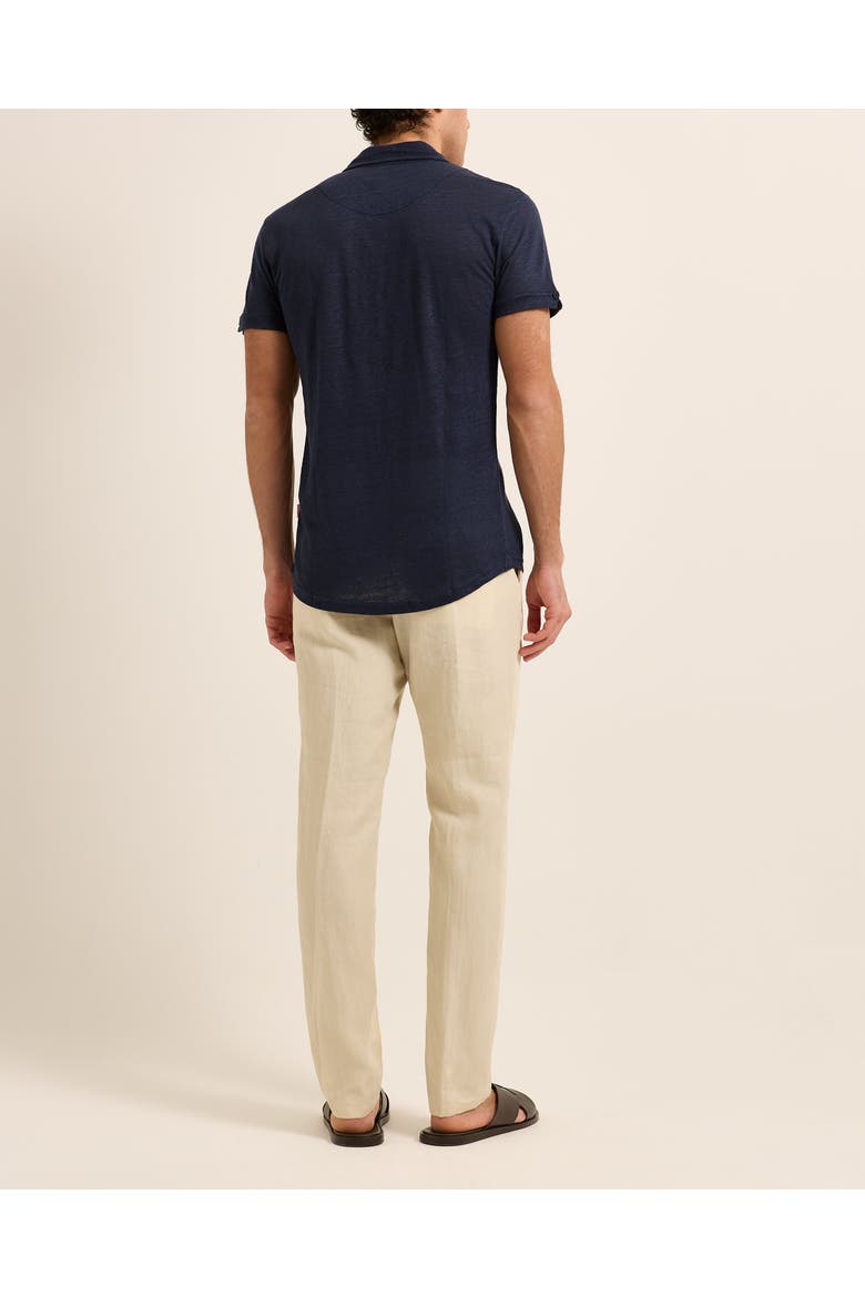 Sebastian Linen Tailored Fit Linen Polo Shirt, Alternate, color, Navy