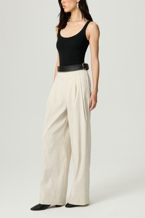 Pleated Wide-Leg Pants