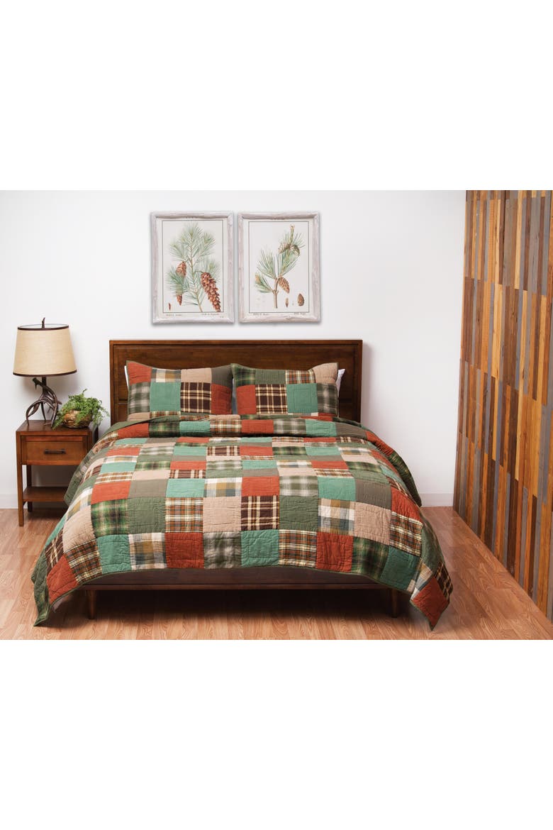 Aspen Patchwork Quilt Bedding Collection, Alternate, color, Brown