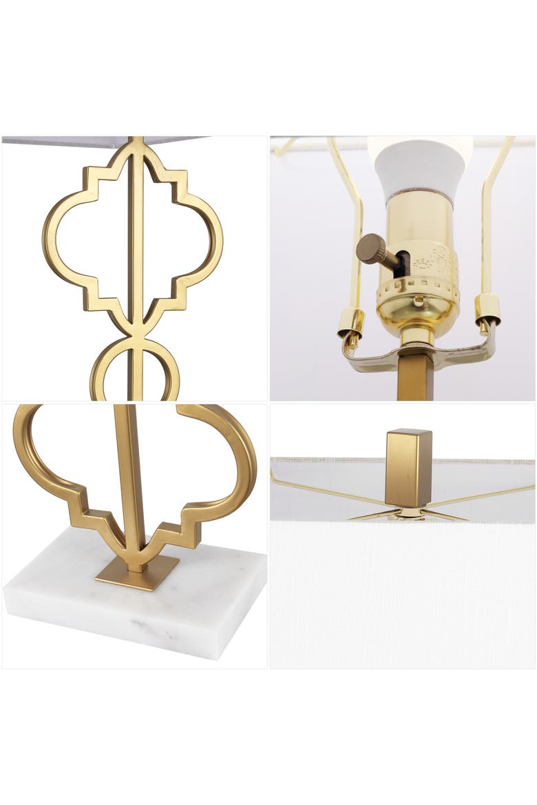 Selina Iron Ogee Trellis Modern LED Table Lamp, Alternate, color, Gold Leaf