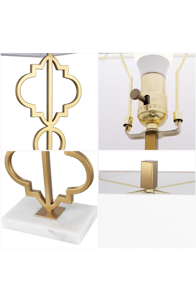 JONATHAN Y Selina Iron Ogee Trellis Modern LED Table Lamp, Alternate, color, Gold Leaf