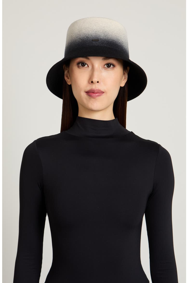 Ruby Gradient Wool Asymmetric Bucket Hat, Alternate, color, WINTER WHITE/ BLACK