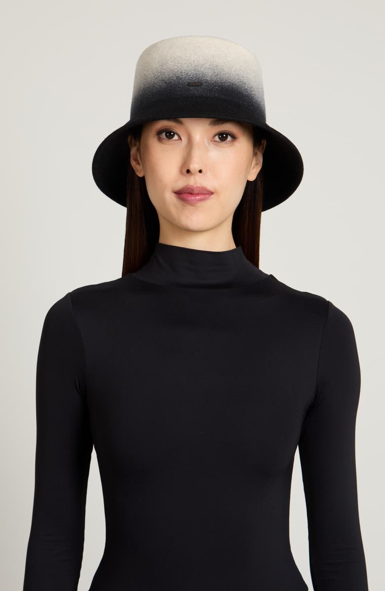 Eugenia Kim Ruby Gradient Wool Asymmetric Bucket Hat, Alternate, color, Winter White/ Black