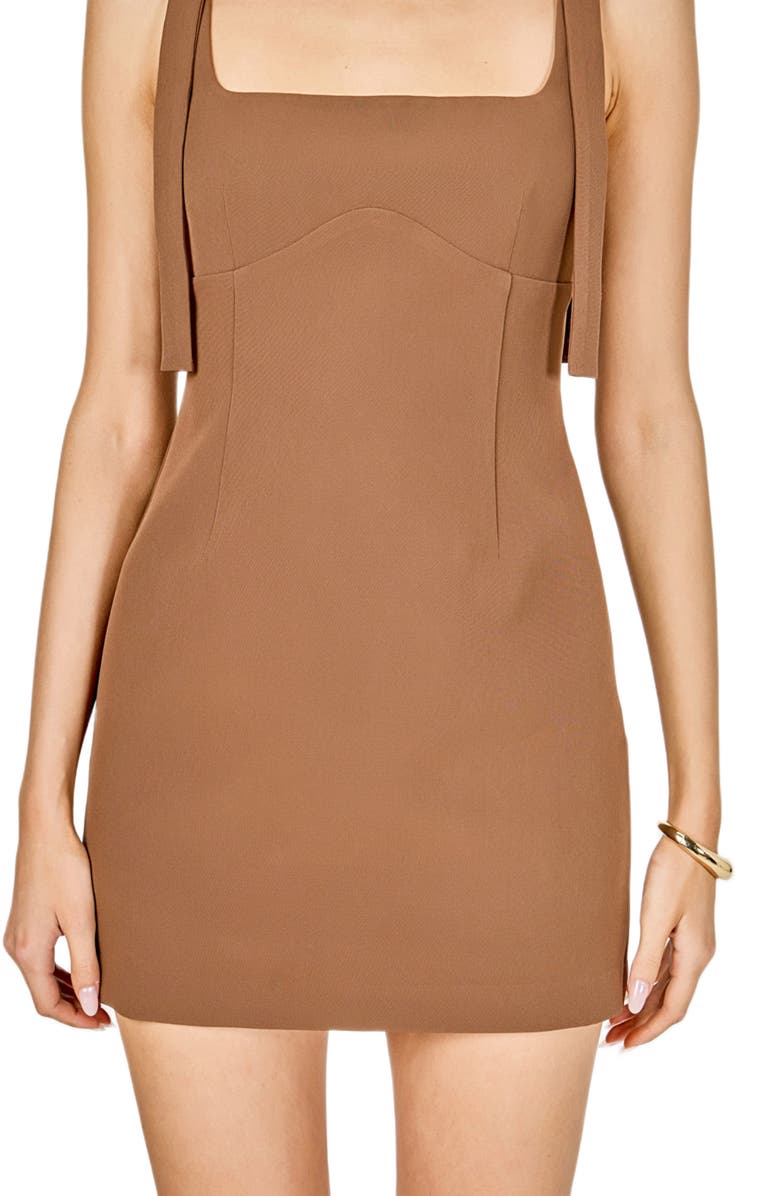 Endless Rose Bow Minidress, Alternate, color, Brown