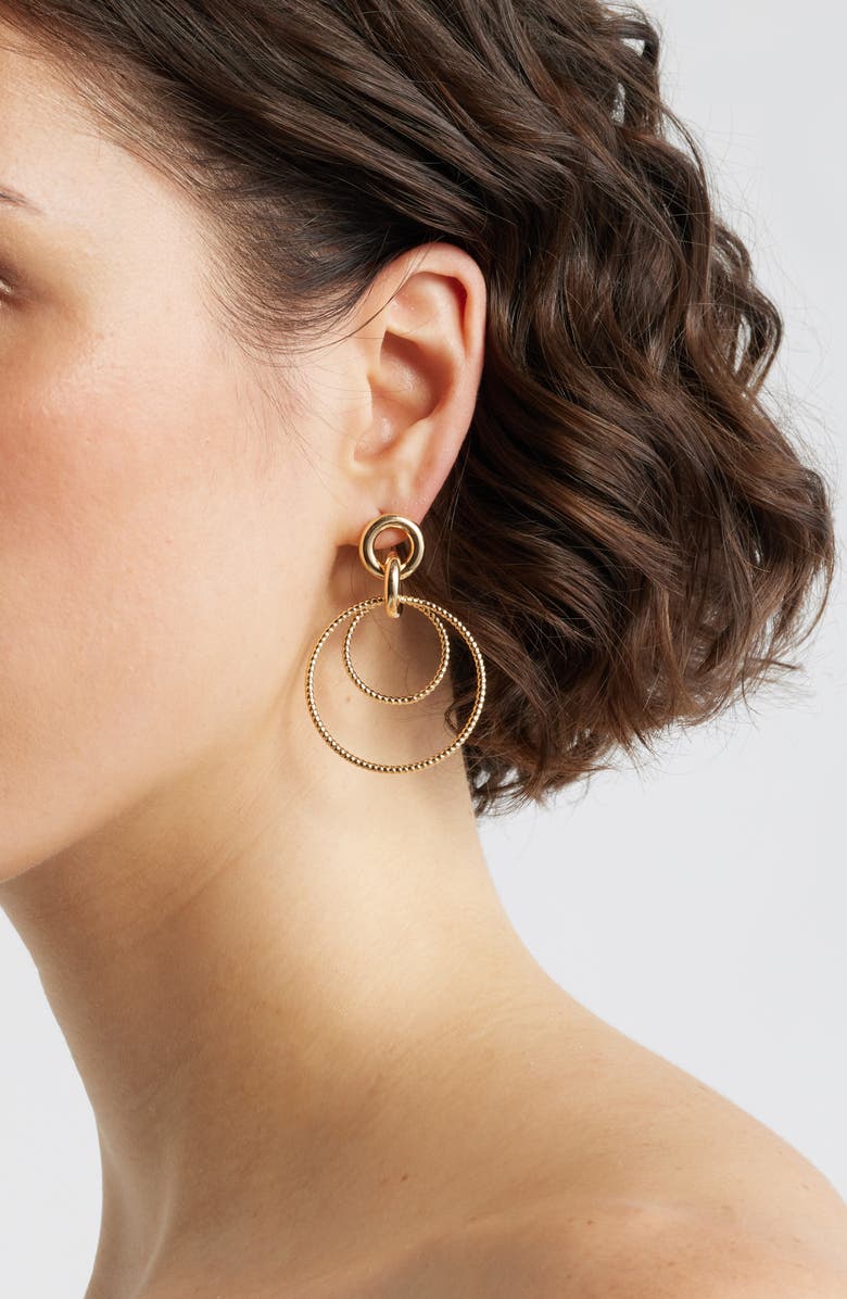 Nordstrom Linked Double Hoop Earrings, Alternate, color, Gold