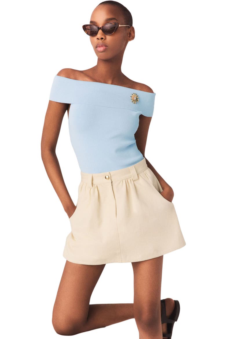 Cotton skort, Alternate, color, Ecru