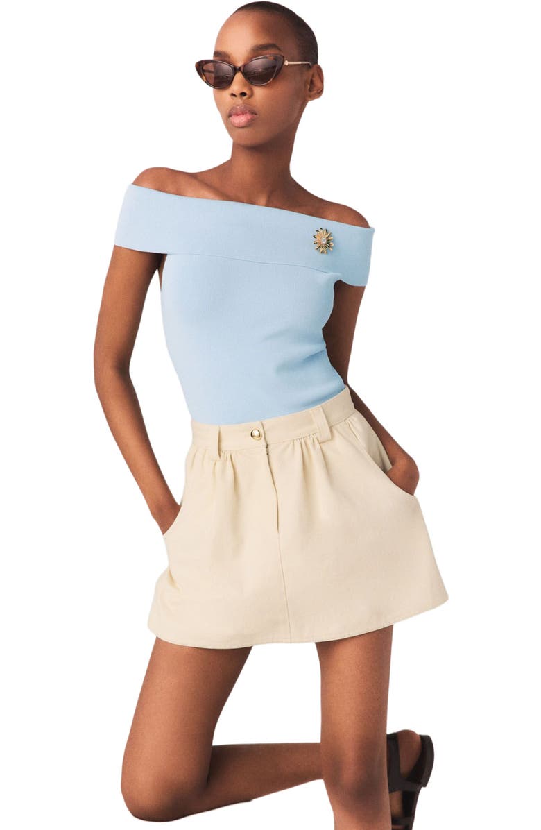 maje Cotton skort, Alternate, color, Ecru