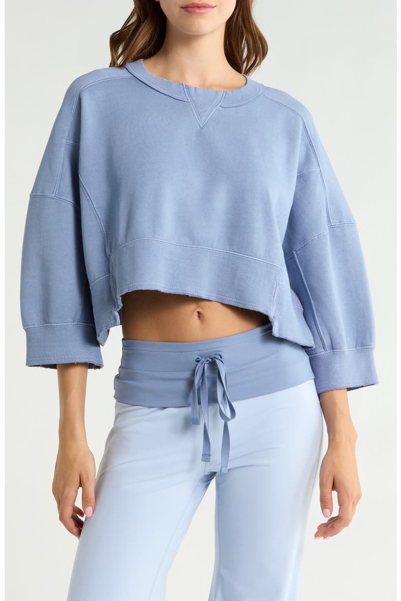 Intercept Pull Crop Raglan Sweatshirt, Main, color, BLUE ASH
