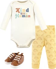 Hudson Baby Three-Piece Long-Sleeve Bodysuit Outfit with Pants and Footwear