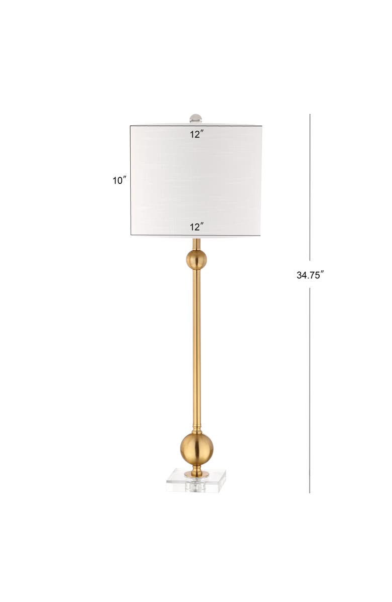 JONATHAN Y Hollis 34" Metal LED Table Lamp, Brass with Crystal Base, Alternate, color, Brass
