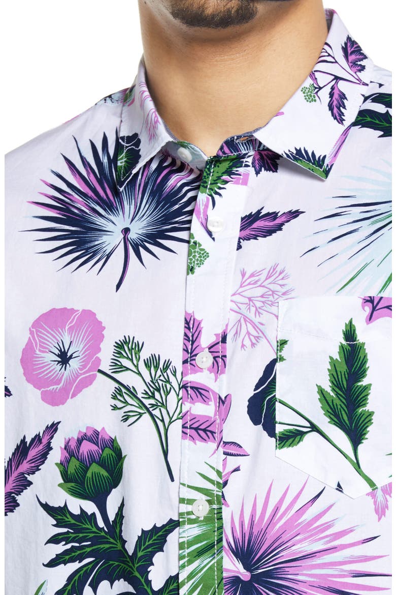 Califas Floral Short Sleeve Button-Up Shirt, Alternate, color, CALIFAS-WHITE