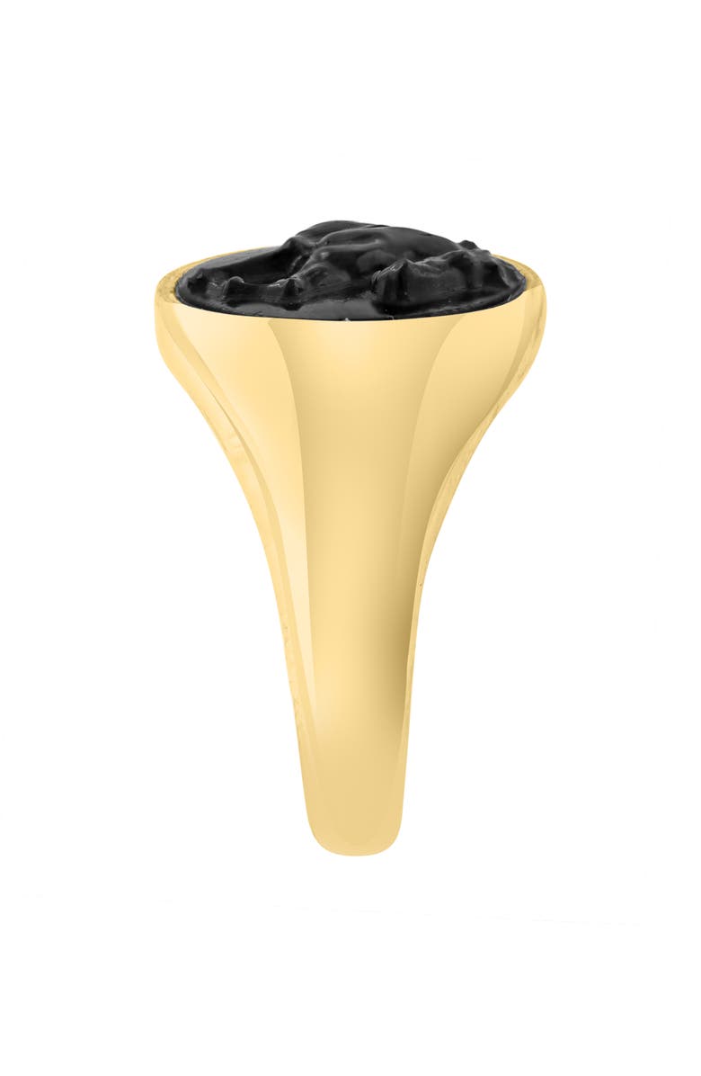 EFFY 14K Gold Plated Sterling Silver Onyx Horse Signet Ring, Alternate, color, Black