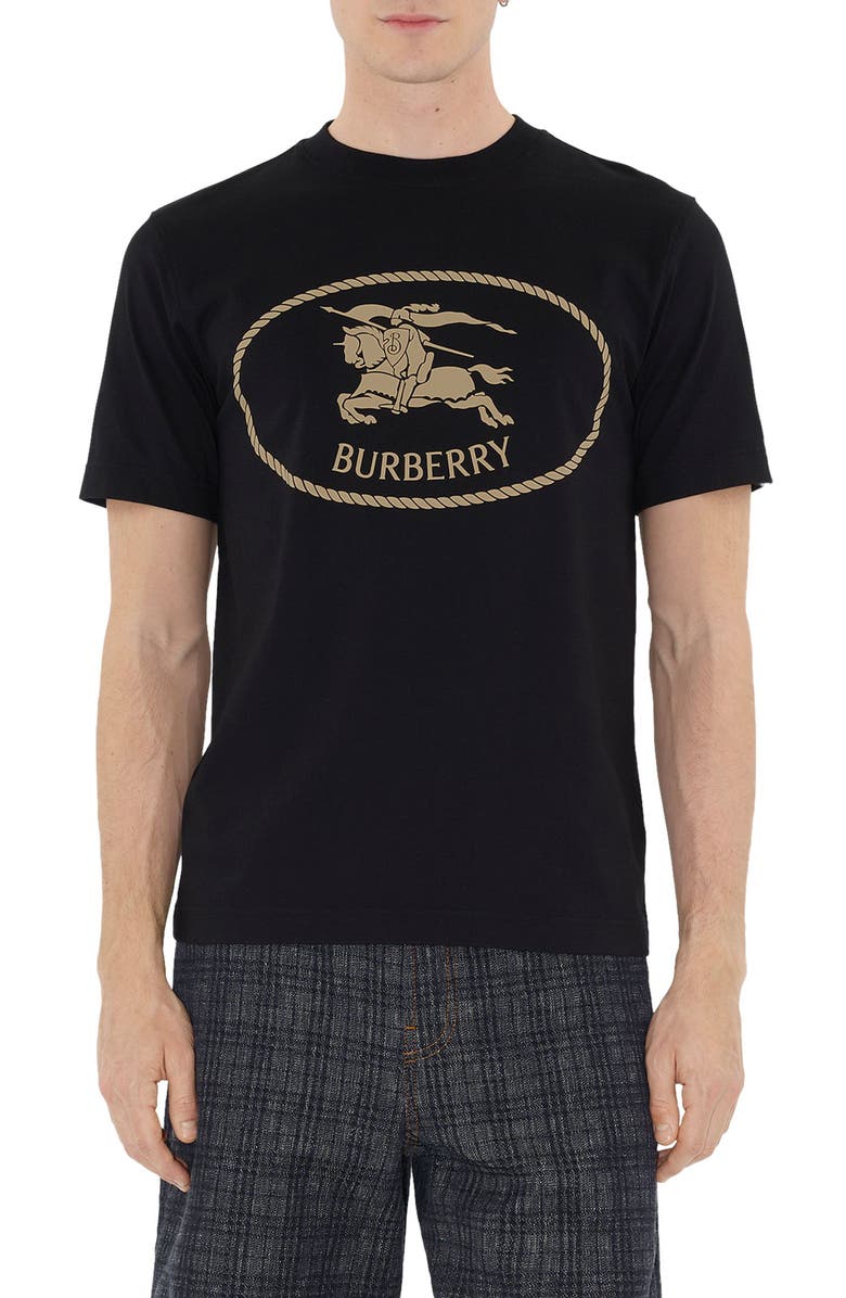 Burberry Equestrian Knight Design Stamp Graphic T-Shirt, Main, color, Black