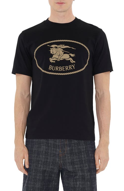 Burberry Mens Brand-print Crewneck Cotton-jersey T-shirt Black Xl In Black