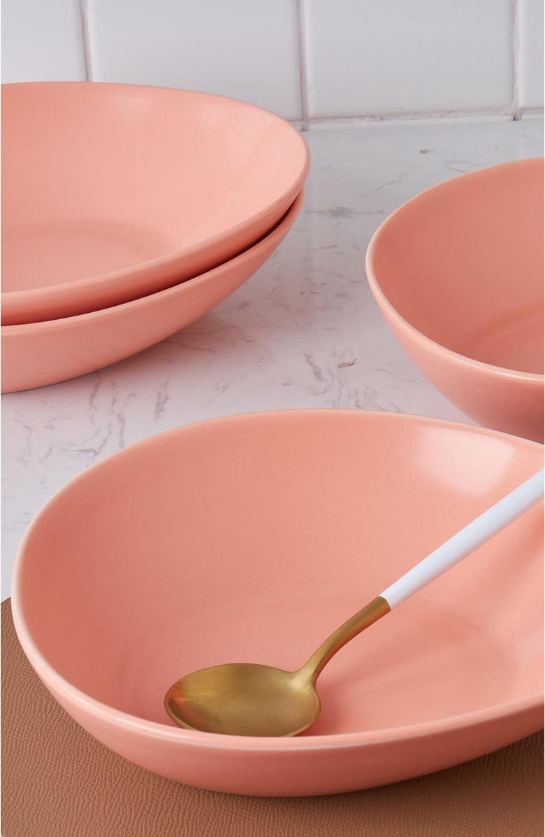 Stone Lain Delilah Porcelain 6-Piece Pasta Bowl Set, Alternate, color, Terracotta