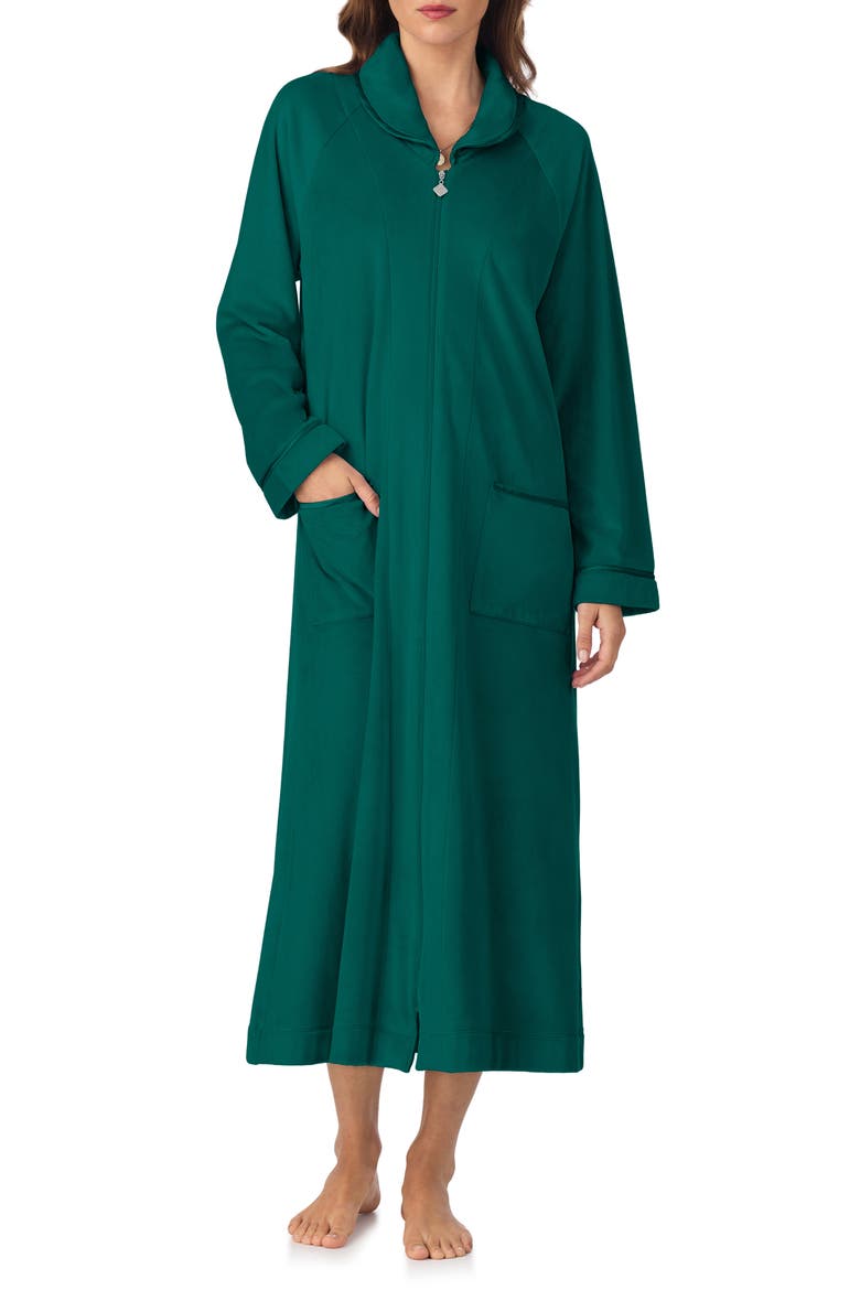 Zip-Up Longline Robe, Alternate, color, HUNTER
