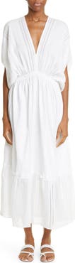 lemlem Abira Empire Waist Tiered Cotton Blend Cover-Up Maxi Dress