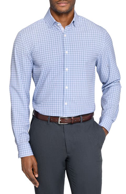 Regular Fit Blue Check Performance Dress Shirt (Regular & Big)