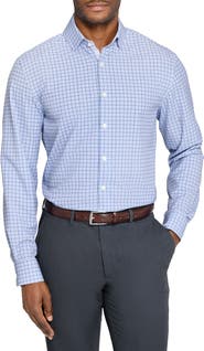 W.R.K Regular Fit Blue Check Performance Dress Shirt