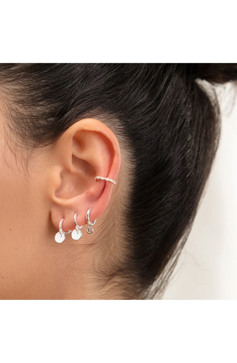 Monica Vinader Siren Muse Mini Coin Drop Huggie Hoop Earrings, Alternate, color, Silver