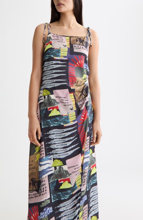 Scotch & Soda Tie Strap Midi Slip Sundress In Multi