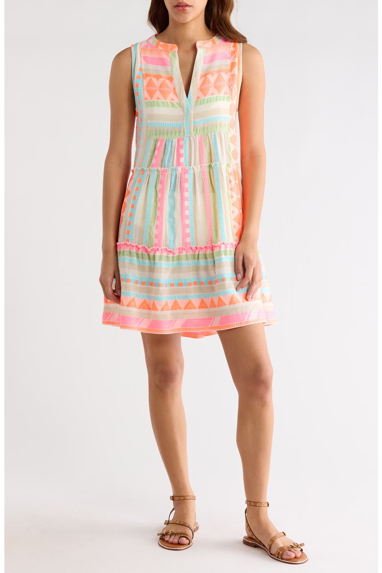 Babydoll Cover-Up Minidress, Main, color, NEON AZTEC