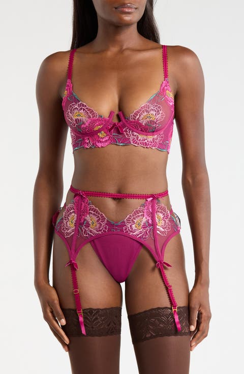 Underwire Bra, G-String & Garter Belt Set