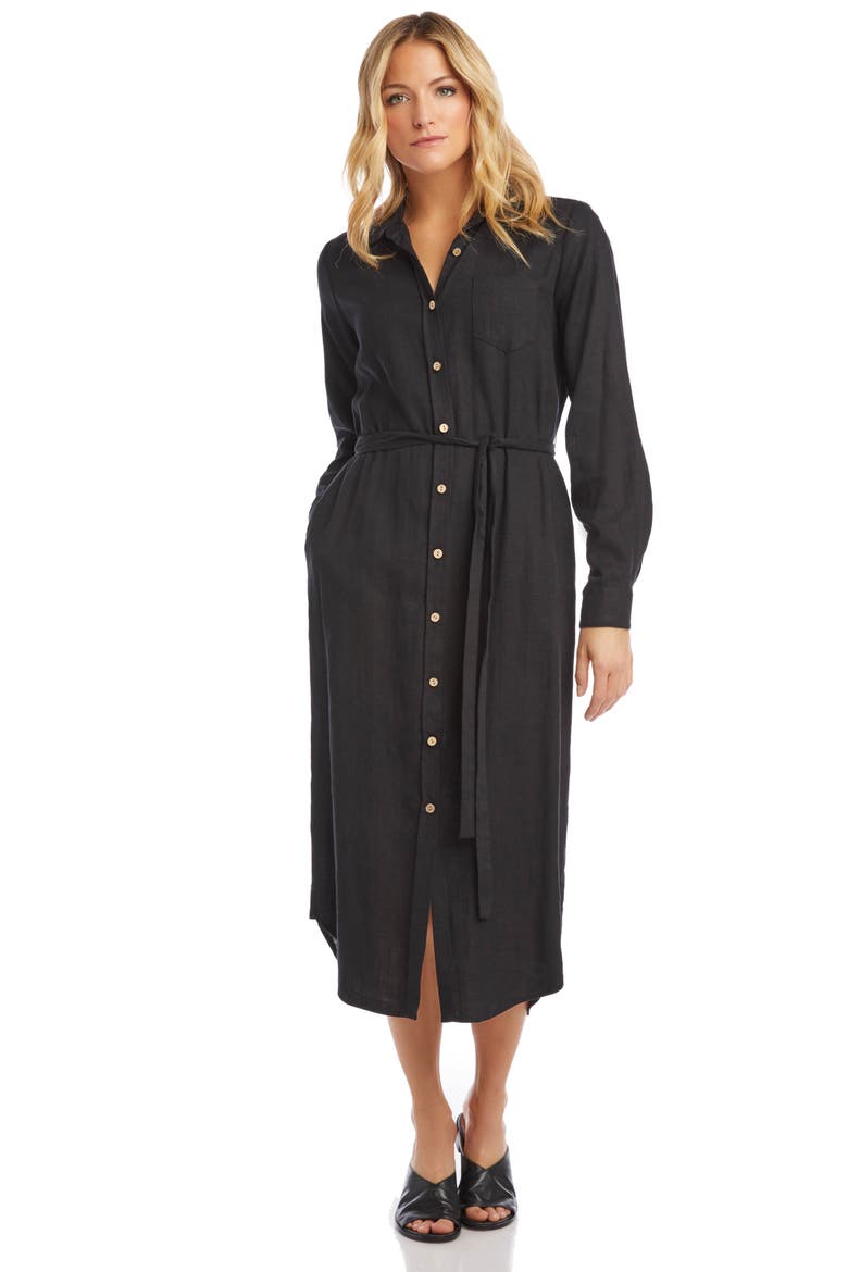 Long Sleeve Shirtdress, Alternate, color, BLACK