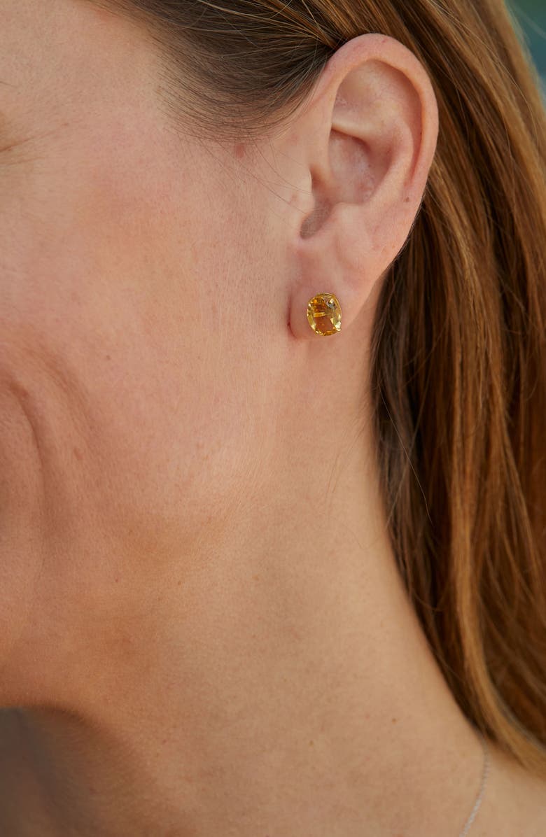 SAVVY CIE JEWELS Citrine Stud Earrings, Alternate, color, Yellow