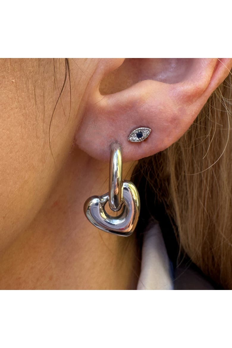 Silver Heart Removable Huggie Earrings, Alternate, color, Silver