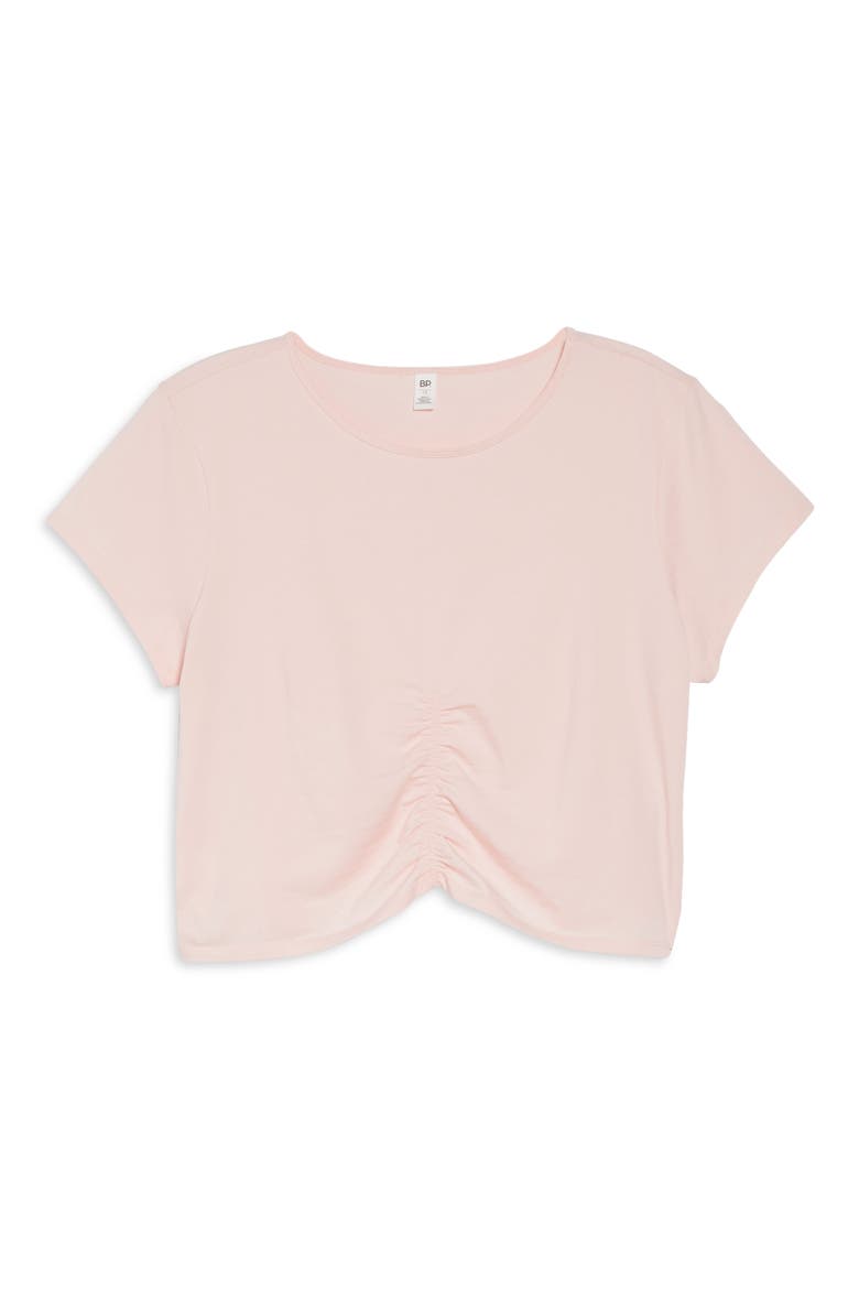 Ruched Organic Cotton Crop T-Shirt, Alternate, color, PINK CREOLE