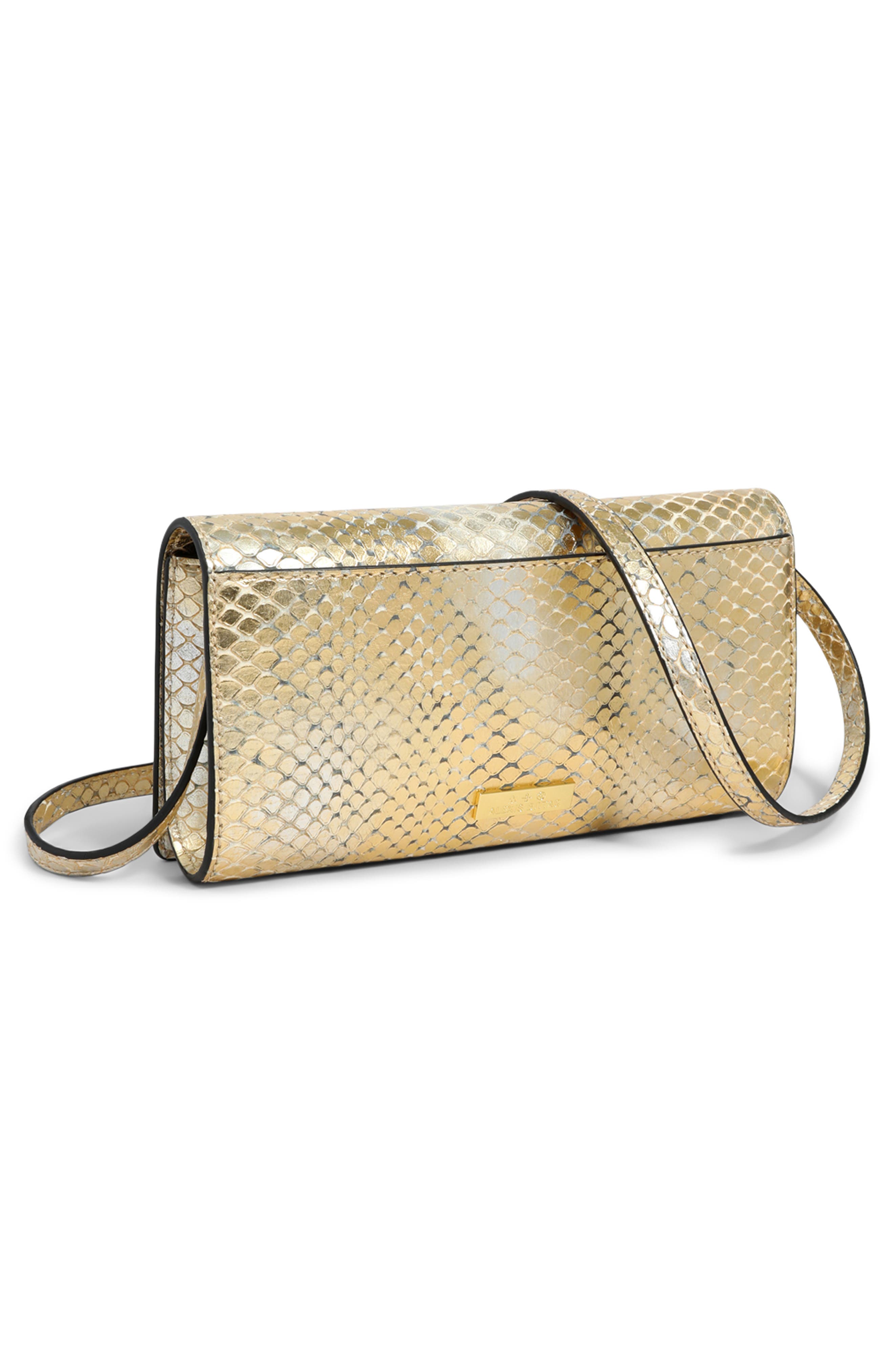 Serpent Side Handle Leather Clutch, Alternate, color, GOLD PYTHON