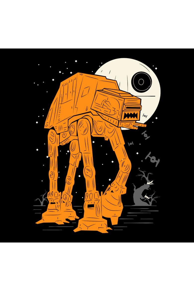 Mens Star Wars Halloween AT Walker Full Moon Long Sleeve Shirt, Alternate, color, Black