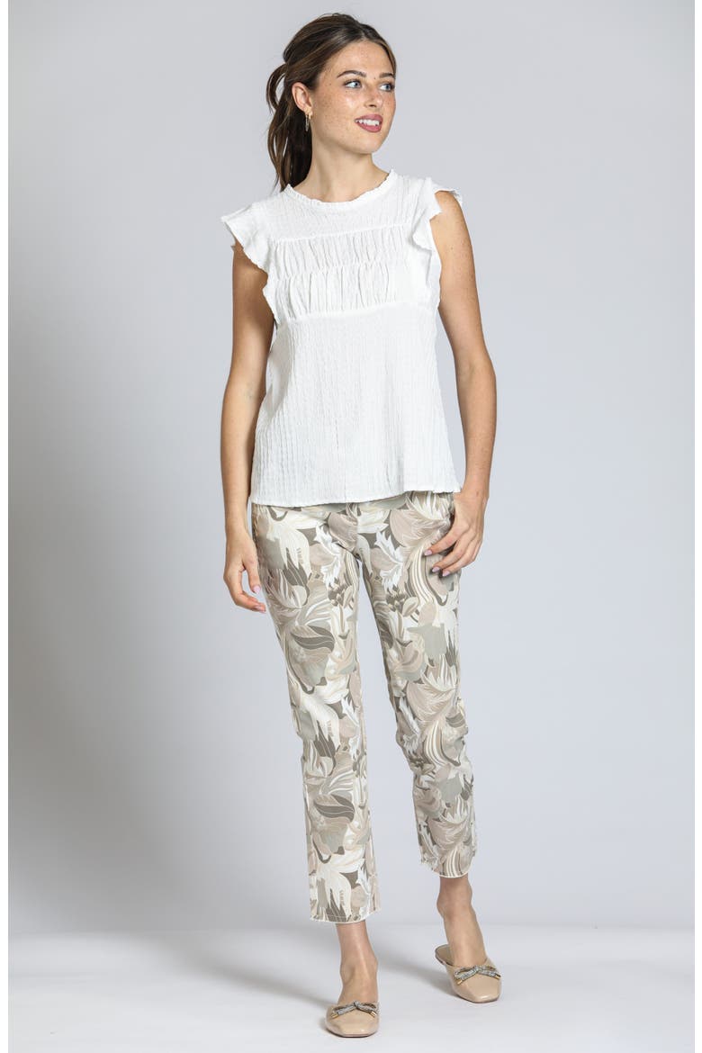 Smocked Flutter Sleeve Top, Alternate, color, WHITE