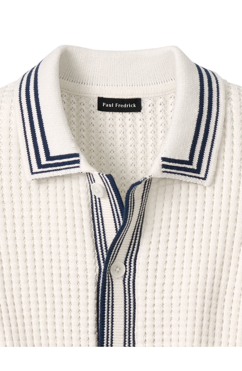 Paul Fredrick Cotton Button Front Polo, Alternate, color, Ivory