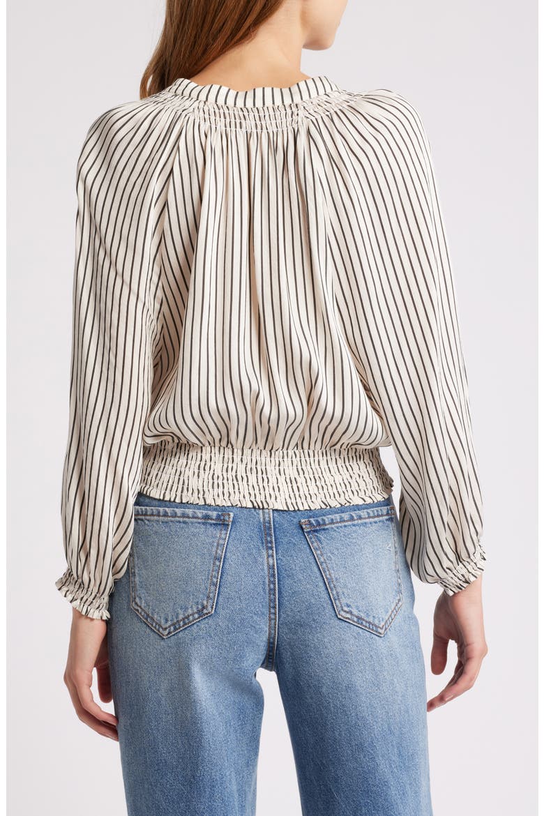 Swing Stripe Smocked Waist Blouson Top, Alternate, color, SWING-WHITE BLACK