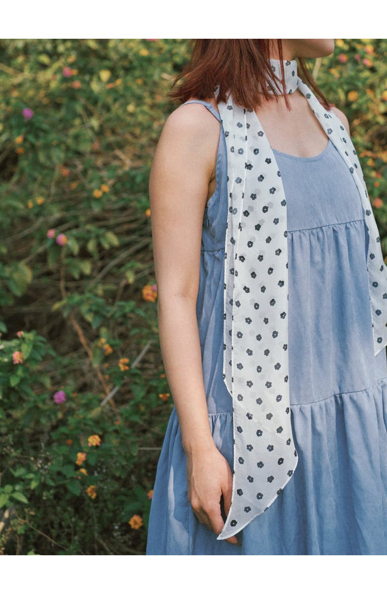 Lost Pattern "Petal Veil" Silk Chiffon Neck Scarf, Alternate, color, White