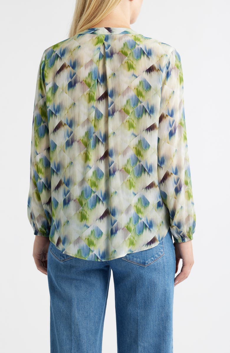 APNY Print Tassel Surplice Chiffon Top, Alternate, color, Green/ Blue Multi