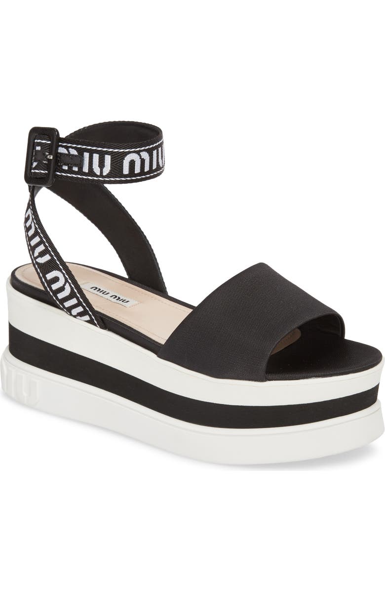 Miu Miu Flatform Logo Sandal, Main, color,