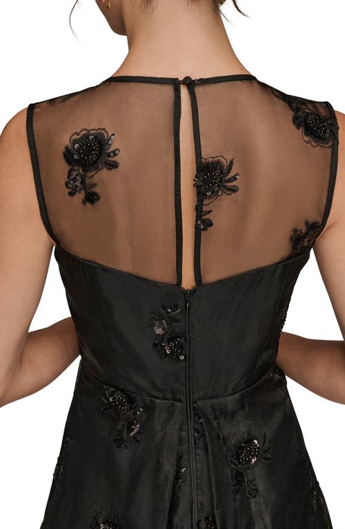 Donna Karan New York Sequin Mesh Sleeveless Midi Dress In Black