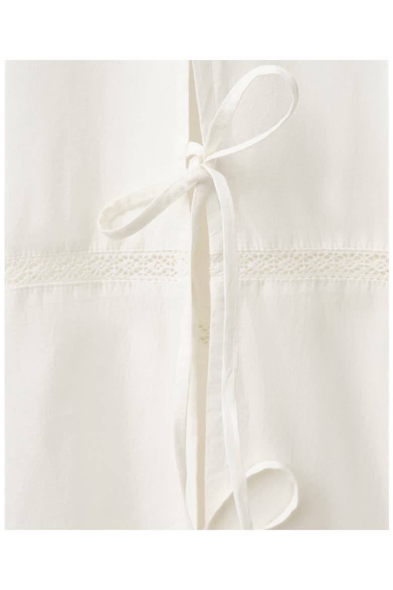 Lace & Bow Detail Cotton Pants, Alternate, color, IVORY WHITE