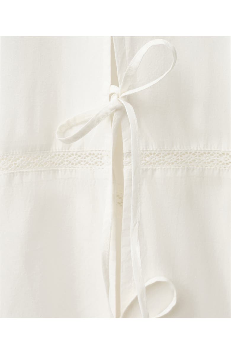 MANGO Lace & Bow Detail Cotton Pants, Alternate, color, Ivory White