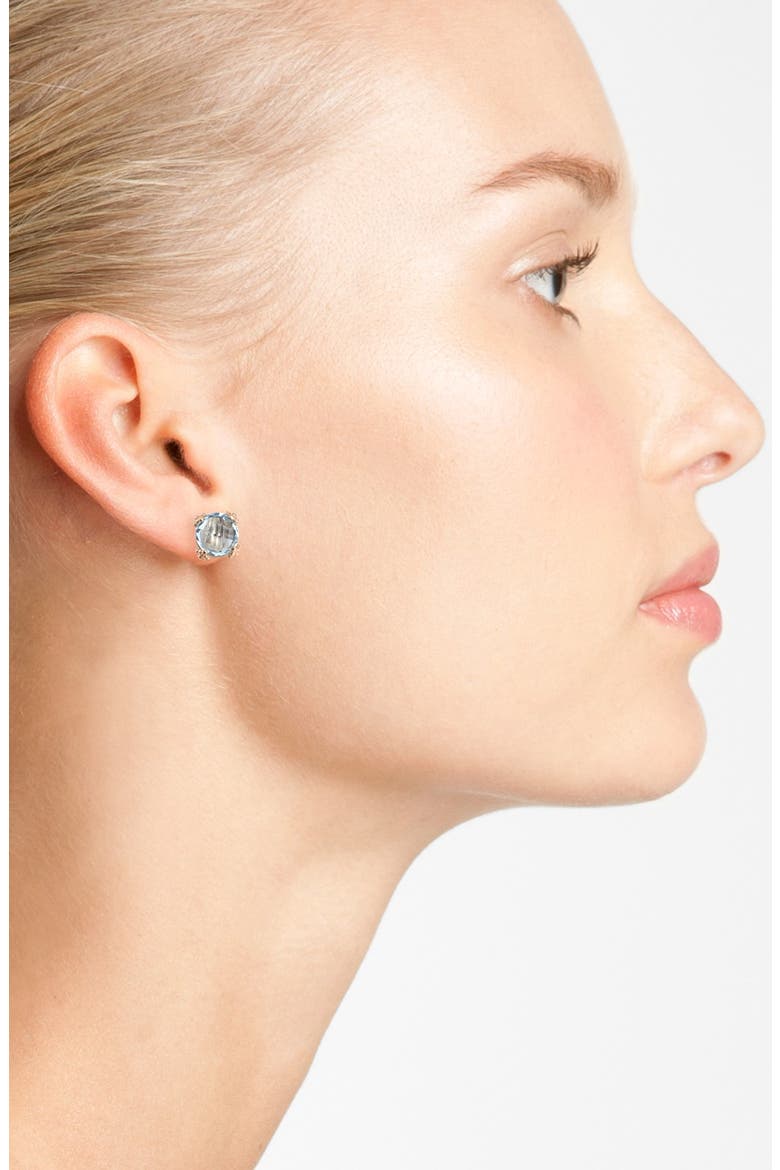 Dew Drop Stud Earrings, Alternate, color, BLUE TOPAZ/ YELLOW GOLD
