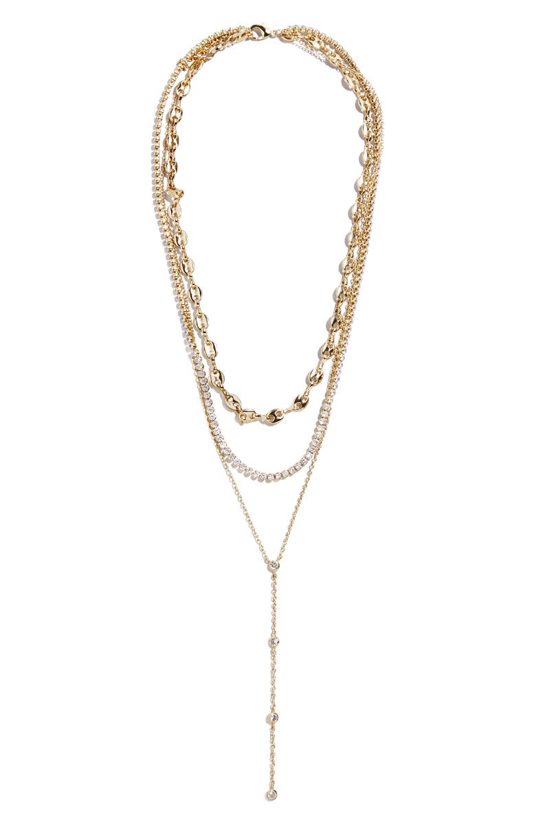 BaubleBar Catalina Layered Y-Necklace, Alternate, color, Gold