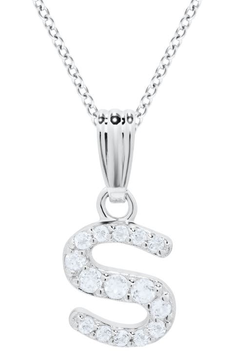 White Topaz Pavé Initial Pendant Necklace (Baby)