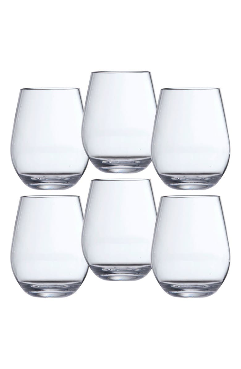Fortessa Set of 6 Outdoor Stemless Wine Glasses, Main, color, Clear