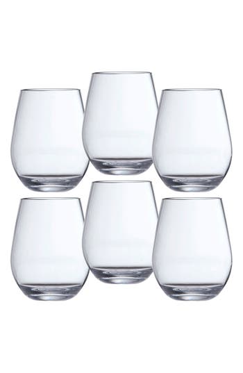 Fortessa Set Of 6 Outdoor Stemless Wine Glasses In Transparent